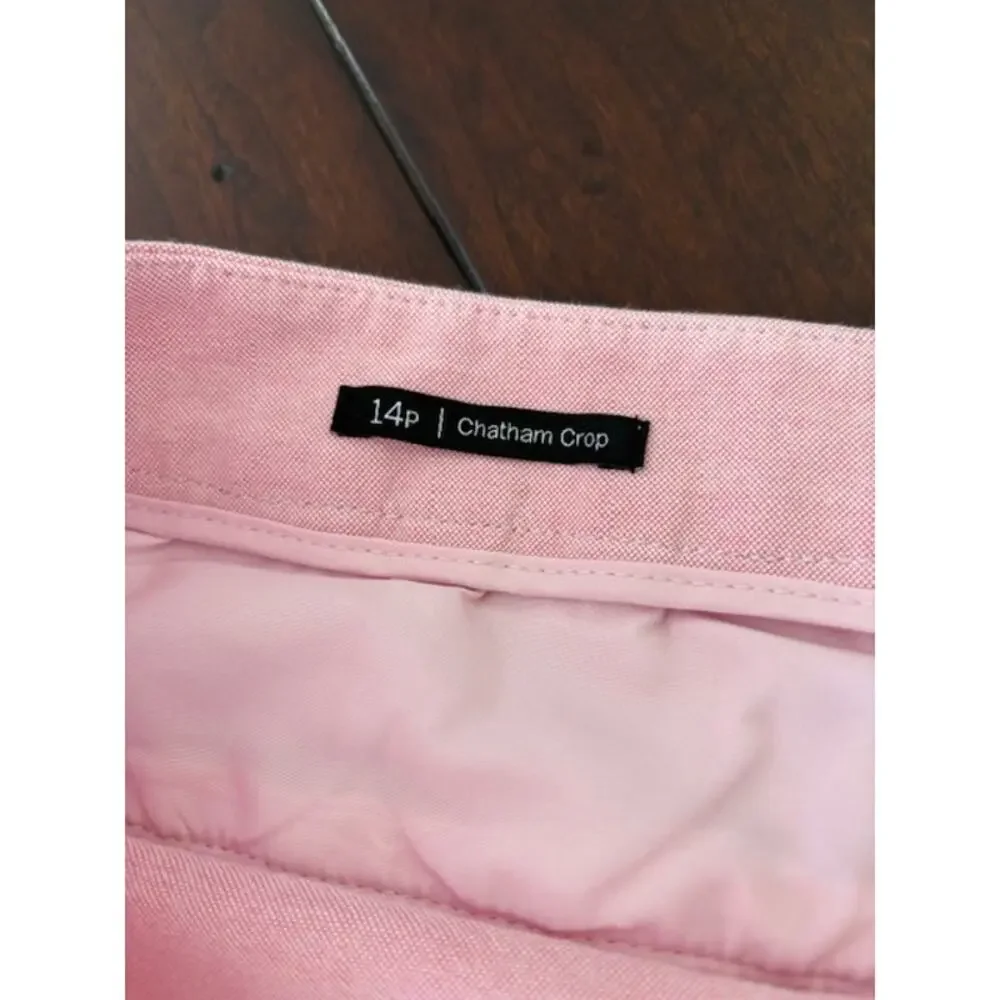 Talbots Size 14 Petite Chatham Crop Side Zip‎ Light Pink Cotton Chambray Pants